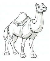 cartoon camel coloring page. Generative AI photo
