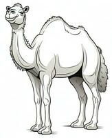 a camel is standing in front of a white background. Generative AI photo