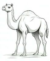 a camel is standing in a line on a white background. Generative AI photo