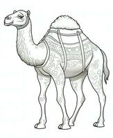 a camel is standing in a coloring page. Generative AI photo