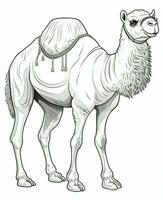 a camel is standing in a line drawing. Generative AI photo