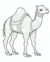 un camello colorante página para niños. generativo ai foto