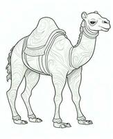 a camel coloring page for kids. Generative AI photo