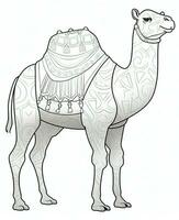 a camel coloring page for kids. Generative AI photo