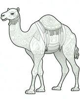 a camel coloring page with a pattern on it. Generative AI photo