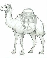 a camel is standing in a coloring page. Generative AI photo