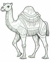 a camel coloring page for kids. Generative AI photo