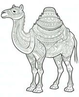 coloring page with a camel. Generative AI photo