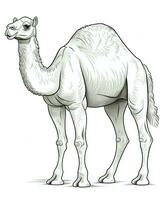 a drawing of a camel on a white background. Generative AI photo