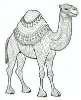 a coloring page with a camel. Generative AI photo