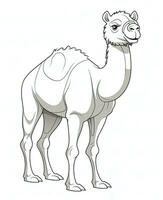 a camel is standing in a line on a white background. Generative AI photo