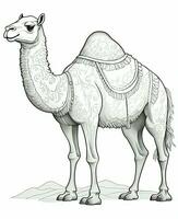 a camel is standing in the desert coloring page. Generative AI photo