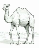 Camel vector drawing. Coloring Page Isolated for Kids. Generative AI photo