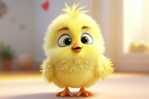 3D render of adorable cute chick AI Generative photo