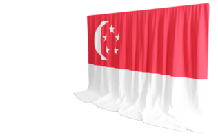 Singapore vlag gordijn in 3d renderen gebeld vlag van Singapore png