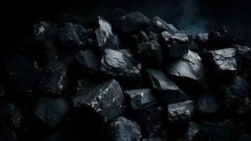 Coal mineral black as a cube stone background. Coal texture photo