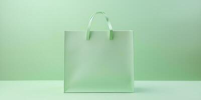 pastel green shopping bag nature green leaf ai generative photo