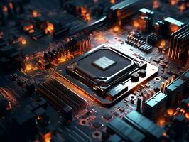 computer chipset motherboard processor modern dramatic light ai generative photo