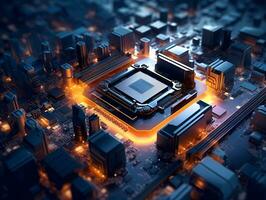 computer chipset motherboard processor modern dramatic light ai generative photo