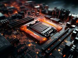 computer chipset motherboard processor modern dramatic light ai generative photo