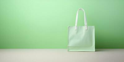 pastel green shopping bag nature green leaf ai generative photo