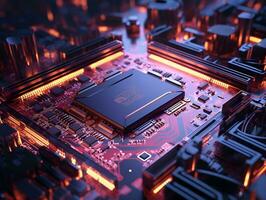 computer chipset motherboard processor modern dramatic light ai generative photo