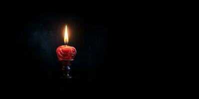 candle fire in the dark copy space calmness concept generative ai photo