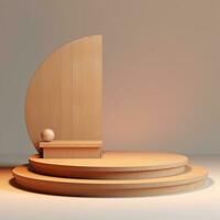 wooden podium minimalist generative ai photo