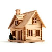 miniature wooden house on a white background, ai generative photo