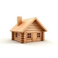 miniature wooden house on a white background, ai generative photo
