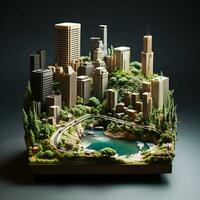 miniature display of houses and trees, generative ai photo