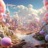 candy palace in the fantasy world of kingdoms and roads, generative ai photo