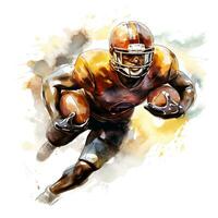 american football player with ink paint art and white background, ai generative photo