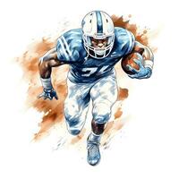 american football player with ink paint art and white background, ai generative photo