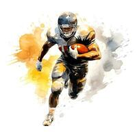 american football player with ink paint art and white background, ai generative photo