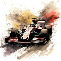 formula racing car with art ink paint effect, ai generative photo