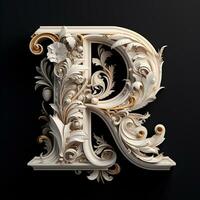 luxury artistic letter r royal concept, ai generative photo