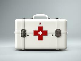 white background first aid medical box, ai generative photo