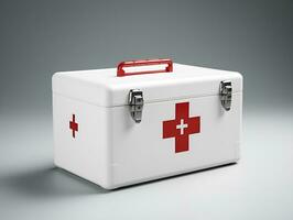 white background first aid medical box, ai generative photo