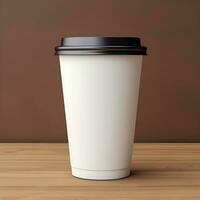 plain paper coffee cup for mockup, ai generative photo