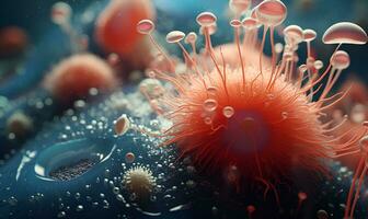 ilustración de un mutado virus o microbio, generativo ai foto