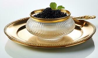 luxury restaurant food fish roe caviar, ai generative photo