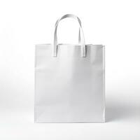 llanura blanco compras bolso en un blanco fondo, ai generativo foto