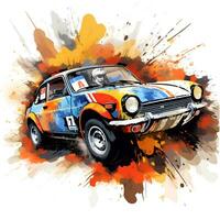 rally car with paint and dust effect, generative ai photo