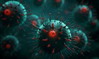 illustration of a mutated virus or microbe, generative ai photo