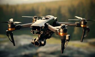 advanced drone with recording camera, generative AI photo