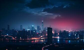 beautiful view of the city at night, ai generative photo
