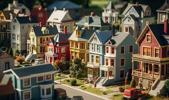 European and American housing miniatures, AI generative photo