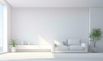 white minimalist house interior, elegant and luxurious, futuristic, ai generative photo