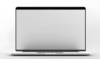 laptop with white background and plain screen, AI generative photo